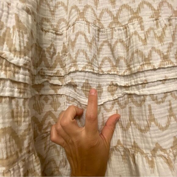 Sonoma Tiered Maxi Dress gauze muslin 100% Cotton Boho square neck oversized M - Picture 4 of 13